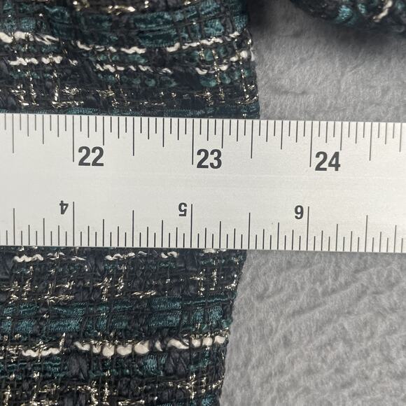 LOFT Jacket Womens XL Black Metallic Tweed Cropped Blazer Gold Button Fringe New - Picture 7 of 8